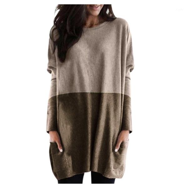 

feitong plus size 5xl sweatshirt womens patchwork long sleeve sweatshirt loose pocket daily pullover women blouse1, Black