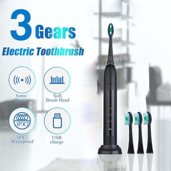 

smart electric toothbrush o'bella 071b sonic 48000rpm rechargeable oral tooth brushes with 4 pcs dupont replacement heads1
