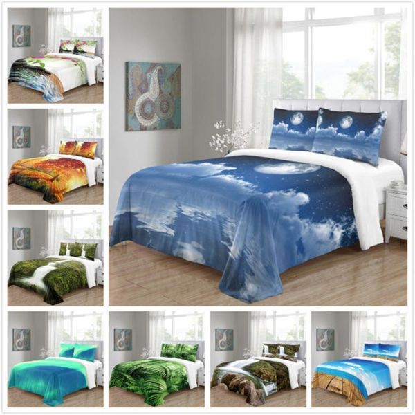 

3d scenery flower tree printed three -piece suit landscape bedding sets home decoration duvet cover pillowcase1