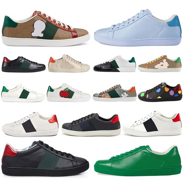 

2021 luxurys designers shoes men women sneaker casual shoes snake chaussures leather sneakers ace bee embroidery shoe 36-4 c0lw#, Black