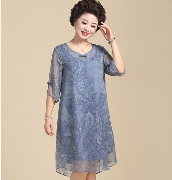 

2021 new femme middle-aged robe red chiffon loose summer dresses big size 5xl 6xl women's clothes fy651 lfwe, Black;gray