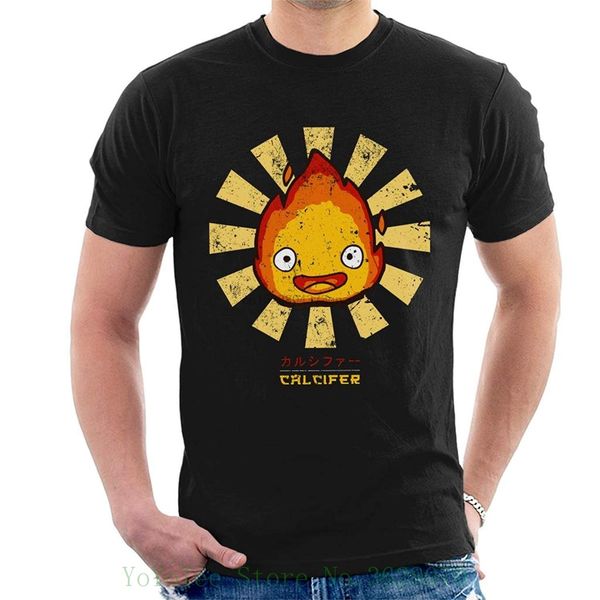 

calcifer retro японские мужчины мультфильм печати дизайнеров толстовку с коротким рукавом бесплатная доставка футболки толстовка