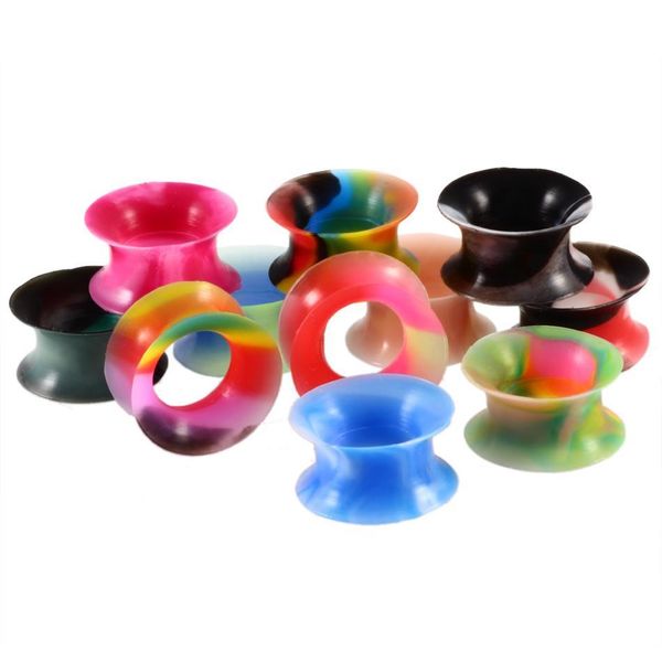 

11pairs sile flexible thin double flared ear plugs and tunnels ear piercing for ear gauge expander stretcher piercing jewelr q bbyqax, Silver