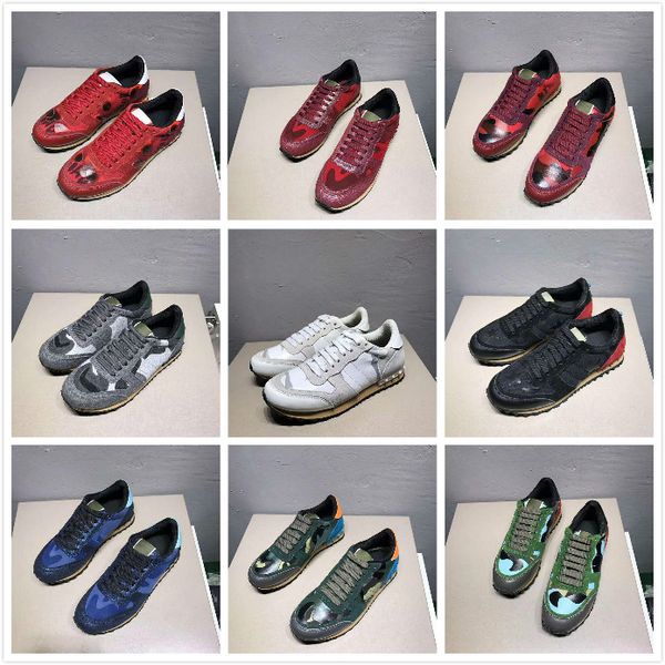 

new designer shoes rockrunner camouflage noir fabric nappa sneaker genuine leather mens women flats luxury trainers size 35-45