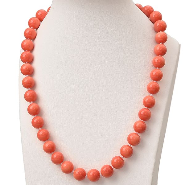 

chains round orange coral beads 10mm making design handmade diy synthetic necklace 18inch birthday gifts jewelry h843, Silver