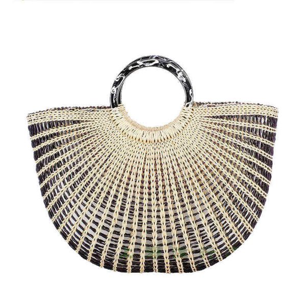 

shopping bags straw ins summer yellow pumpkin holiday beach ladies acrylic handbag fashion drawstring 220303