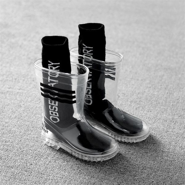 Дети мальчики девочек дождевые дождевые дети прозрачные водонепроницаемые дождевые туфли студенты ребенка детские малыши дождь сапоги не скольжения размер 24-32 LJ200911