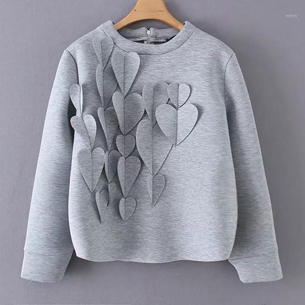 

2020 autumn winter women cotton gray sweatshirts female heart deisgn fashion pullover jacket womens long sleeve clothes1, Black
