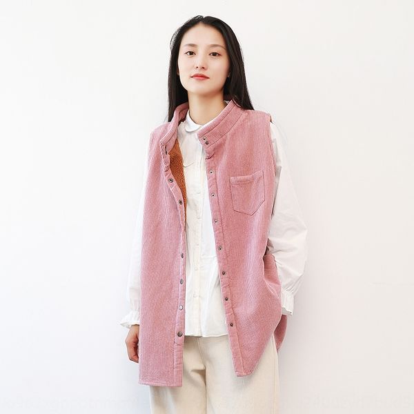 

corduroy cotton waistcoat women's middle and long styleautumn and winter 2020 new cashmere warm women's loose artistic dress warm, Black;gray