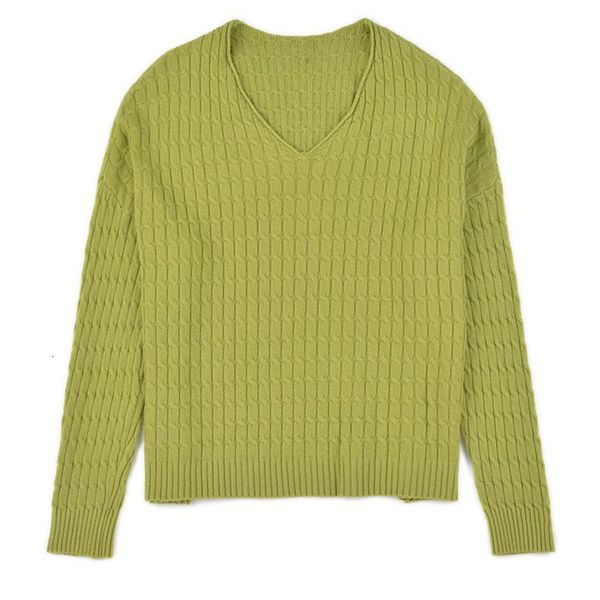 

2021 new oversized loose casual women sweater v neck long seeve ladies jumper cable twist knitted pullover thick warm tricot hrp8, White;black