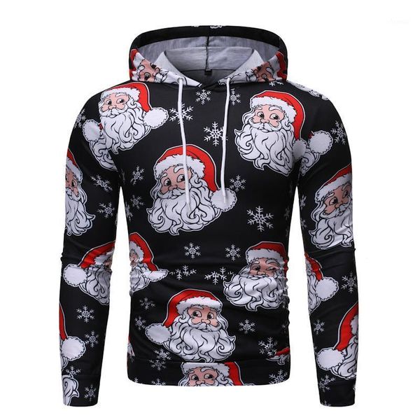 

christmas print men's tracksuit men hoody casual hoodies sports mens sweatshirts hooded pullovers new1, Black