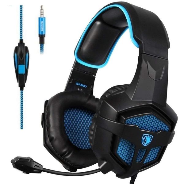 

sades sa807 35mm three-stage decompression wired gaming headphone with retractable microphone speaker diameter 40mm length 15m