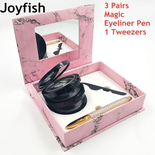 

false eyelashes 3 pairs mink lashes magic eyeliner pen tweezers set natural luxury gift box lash boxes packaging mixed styles