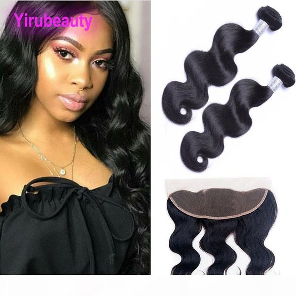 

body wave bundles with ear to er lace frontal 13x4 part malaysian virgin hair weaves body wave closure 8-28inch, Black;brown