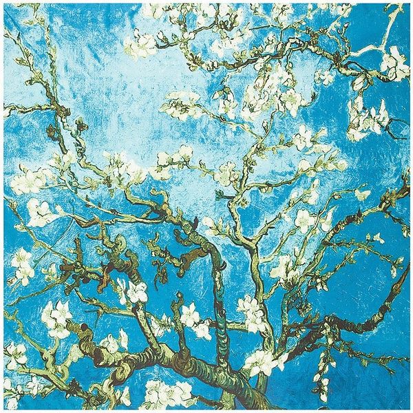 

130cm van gogh oil painting square scarf apricot flower brand women silk scarf bandanna twill print shawl head scarves 201026, Blue;gray