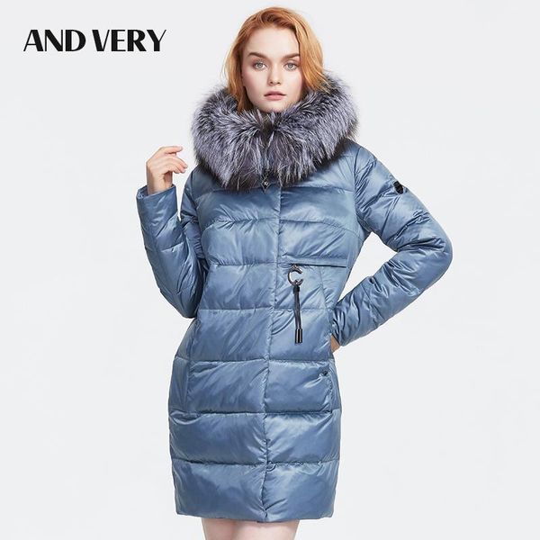 

andvery 2019 winter new arrival down jacket women collar of natural fur thick warm women cotton coat hooded for winter 99861, Tan;black