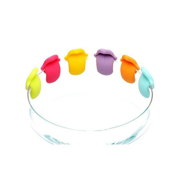 

стиль язычка 6шт / комплект партии силикон посвящается этикетки на присоске стекло бокалов распознаватель маркер b