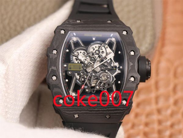 

a brand-new mens watch carbon fiber version 035-2 movement mechanical modification (automatic) wristwatch flash delivery, Slivery;brown
