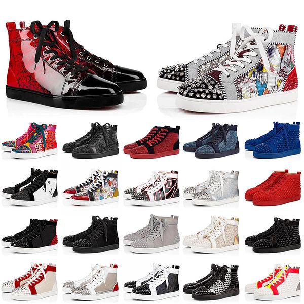 

red bottom studded spikes designer platform leather sneakers luxuries loafers mens womens casual shoes red bottoms eur 47 trainers sneakers, Black
