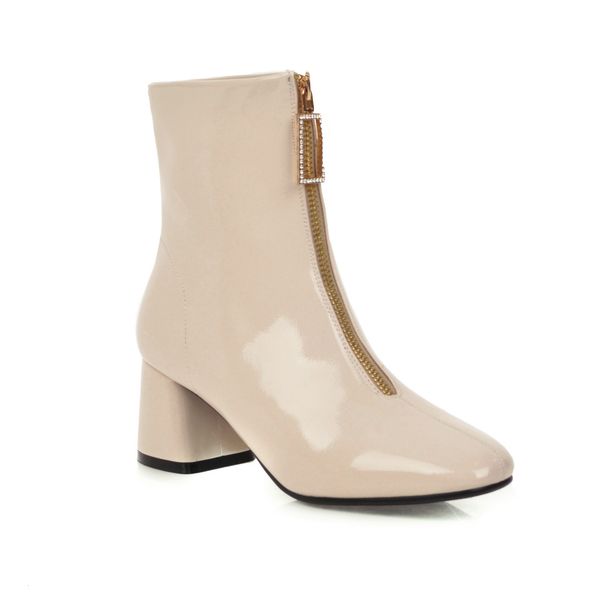 

2021 women's plus size 22-28cm short stuffed lining winter toe boots european and front 0swg, Black