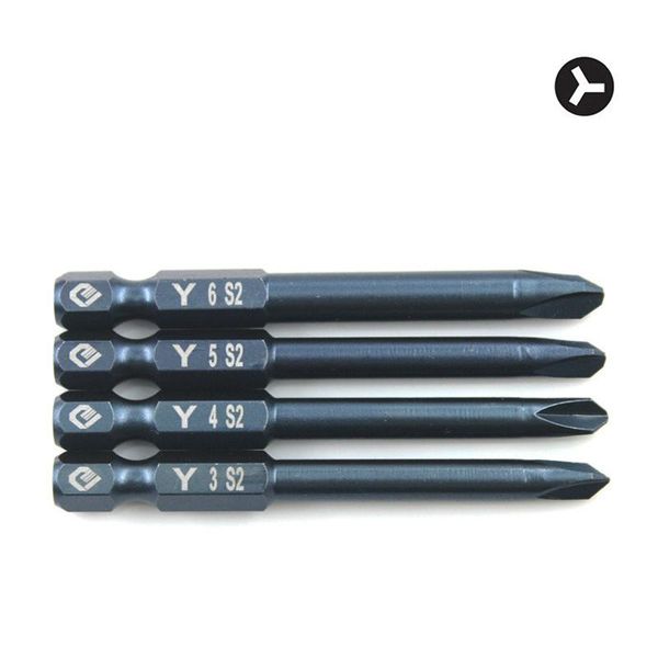 

4pcs 1/4" 65mm y-type screwdriver bit set s2 steel electric drill screw-driver head magnetic bits set power driver tools