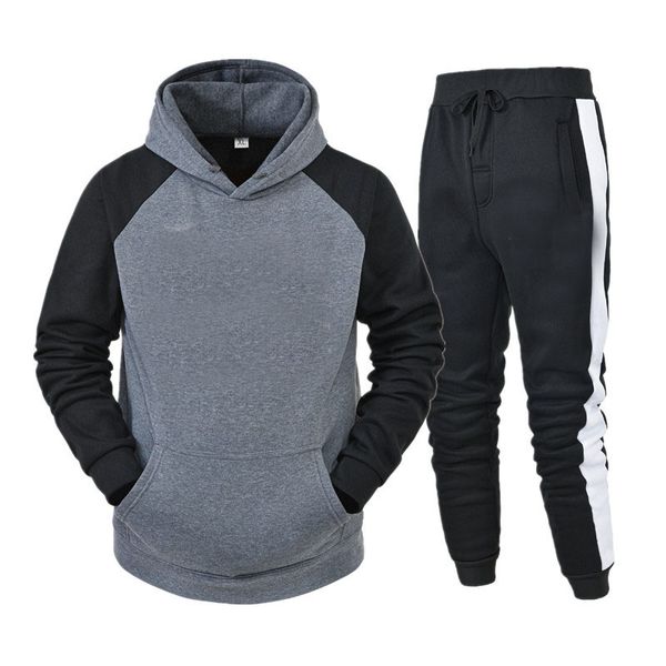 

fashion tracksuits men leisure sport suit men's sportswear jogger set cool sweatshirt jogging suits ing, Gray