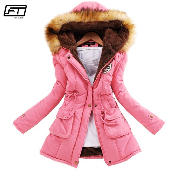 

fitaylor winter plus size jacket women warm hooded parka mujer thick cotton black padded coat female long paragraph jackets 1014