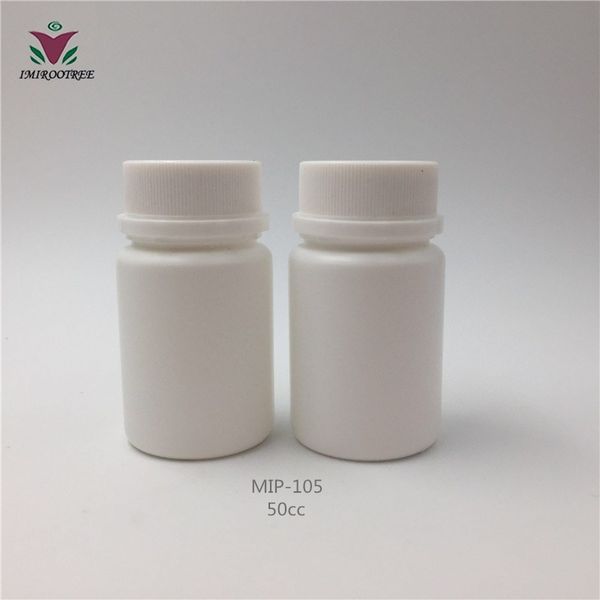 

50pcs/lot 50cc hdpe medicine container plastic white bottle with tamper proof caps