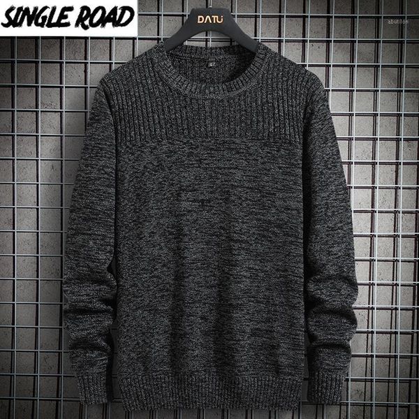

men's sweaters singleroad mens knitted sweater men 2021 winter solid pullover jumper harajuku korean style casual grey men1, White;black