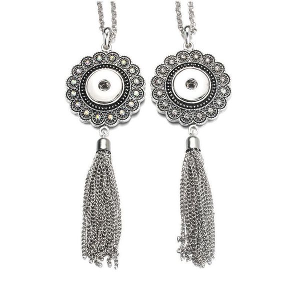 

snap jewelry crystal necklace pendants snap button necklace with chains fit 18mm snap button jewelry f jlljin, Silver