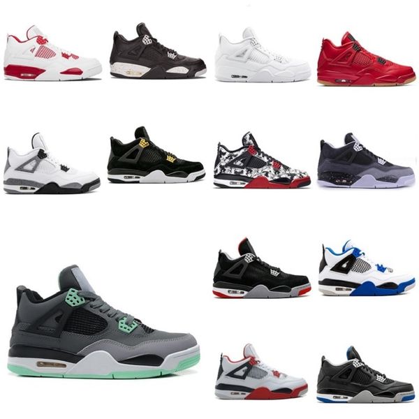 

4 4s basketballs shoes metallic purple red green bred splatter black cat what the men mens sport sneakers 40-47