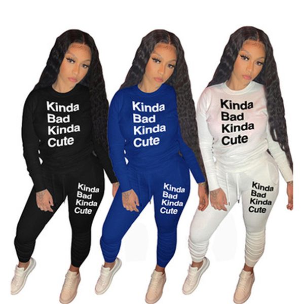 

ladies solid color letter sets fashion trend long sleeve rond neck sweatshirt trousers suits designer female autumn casual loose tracksuits, Gray