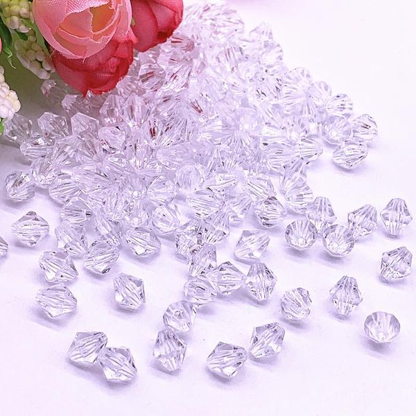 

wholesale 4/6/8/10/12/14/16mm faceted acrylic beads transparent white loose spacer beads for jewelry making diy accessories wmtfcn comb2010