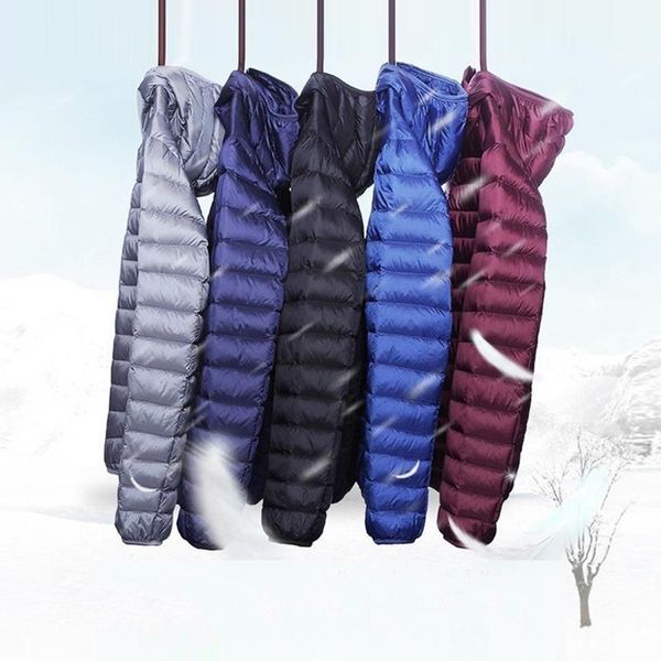 

2020 winter fashion brand ultralight duck down jacket mens hooded streetwear light feather coat waterproof warm mens clothing, Black