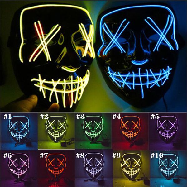 Halloween LED Rave Acessórios Novelty Light Up Máscara Muitas Partido Cosplay Máscaras O Ano Eleitoral Purge Máscaras Engraçadas Brilho em Escuro ou Horror