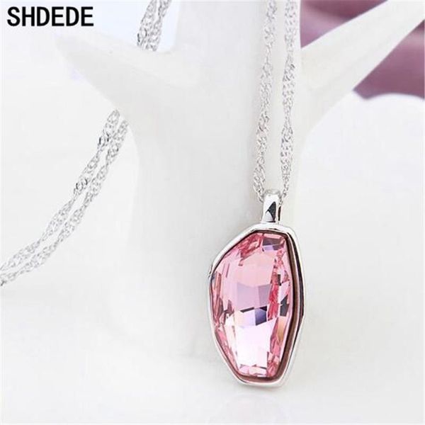 

shdede austrian crystal necklace pendants fashion jewelry women female wedding bride party birthday gift -229461, Silver