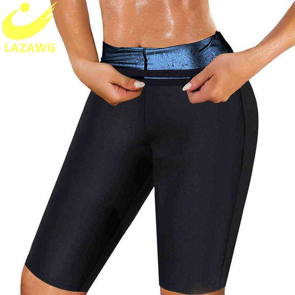 Lazawg Gym Leggings Sauna Shapers calças de suor quente Mulheres de emagrecimento Fitness Workout Curta Shapear Workout Treinador Treutador Y220311