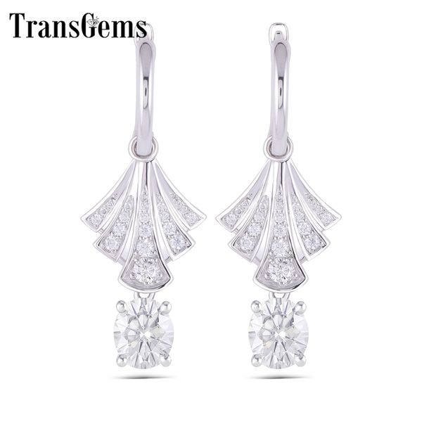 

transgem 14k 585 white gold center 2ctw 6*7mm oval cut f color moissanite drop earrings for women wedding anniversary gifts y200620, Golden