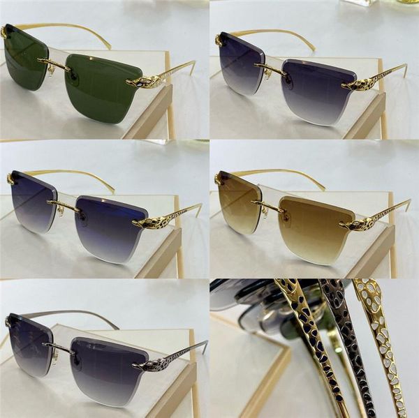 

selling wholesale sunglasses 1191 cat eye frameless retro avant-garde design leopard head style sunglasses uv400 protective lens, White;black