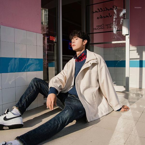 

white coat men's winter korean style fashion clothes loose casual winter jacket outdoor street wear coats elling gg50jk1, Black;brown