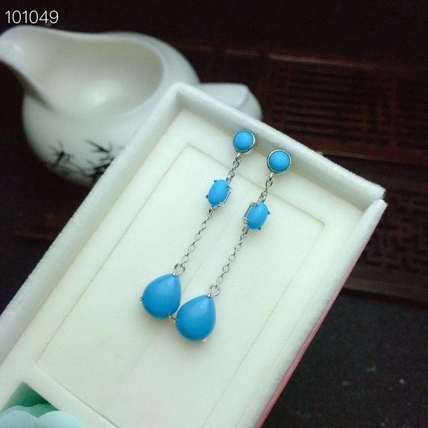 

natural stone earrings for women turquoises danglers round beads earring female jewelry gifts, Golden;silver