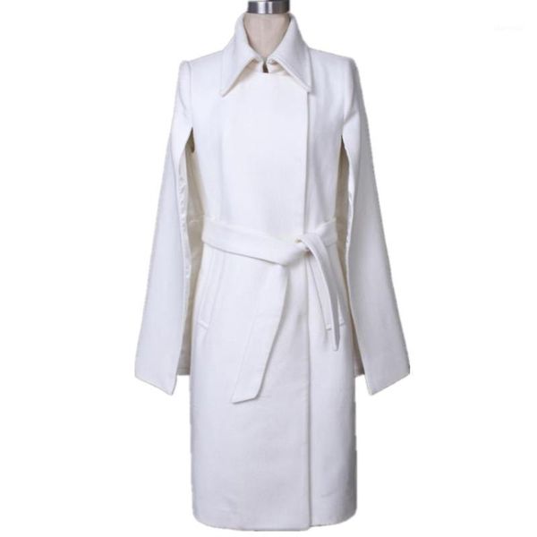 

plus size 2x2020 winter drop-shoulder sleeve square collar cloak coat loose split pockets woolen coat women fashion wool blends1, Black