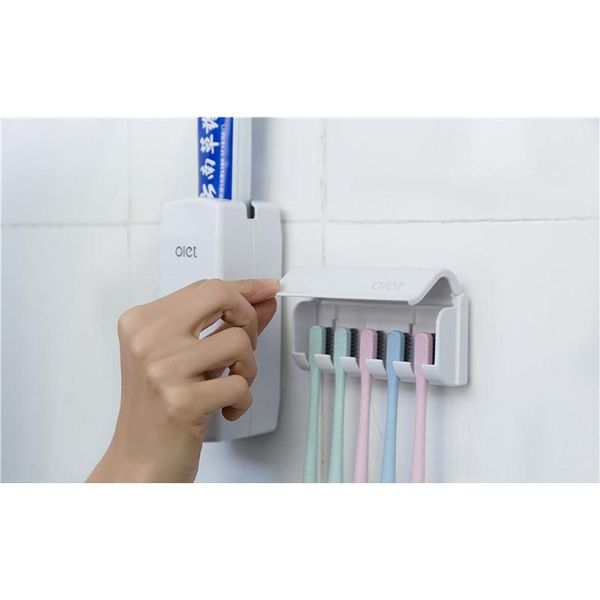 

1 set tooth brush holder matic toothpaste dispenser +5 toothbrush holder toothbrush wall mount stan jlljbl xmhyard