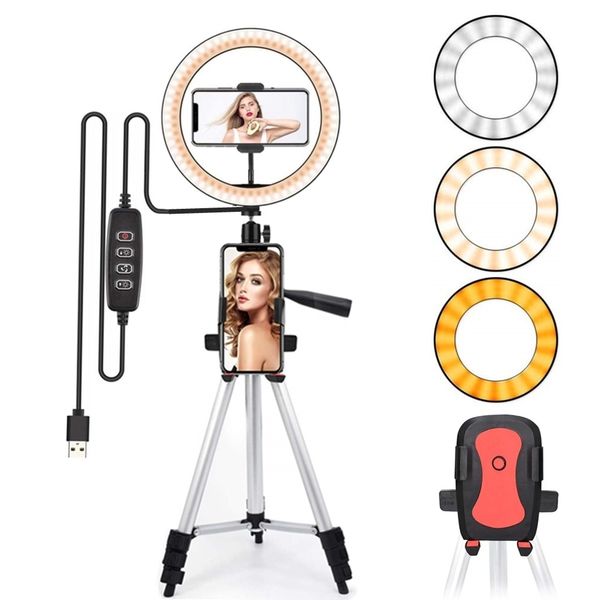 

led light tripod with lamp ring selfie for phone youtube lighting pgraphy camera p clip holder equipment