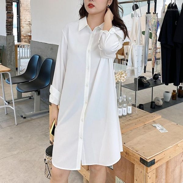 

2020 chic oversize long sleeve woman shirt button up korean loose blouse female casual long blouse mujer white shirt1