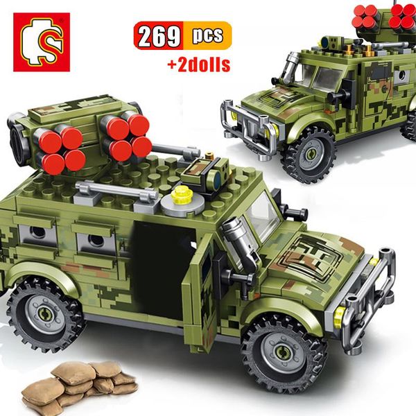 

sembo 269pcs military ww2 army armored vehicle soldier building blocks figures weapon germany truck bricks toys for children boy qylhzl