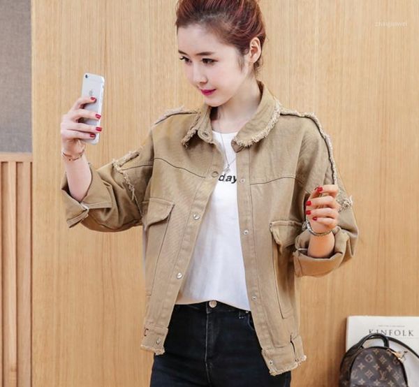 

send cowboy coat woman 2020 new style spring korean arder loose and comfortable jacket short coat1, Black;brown