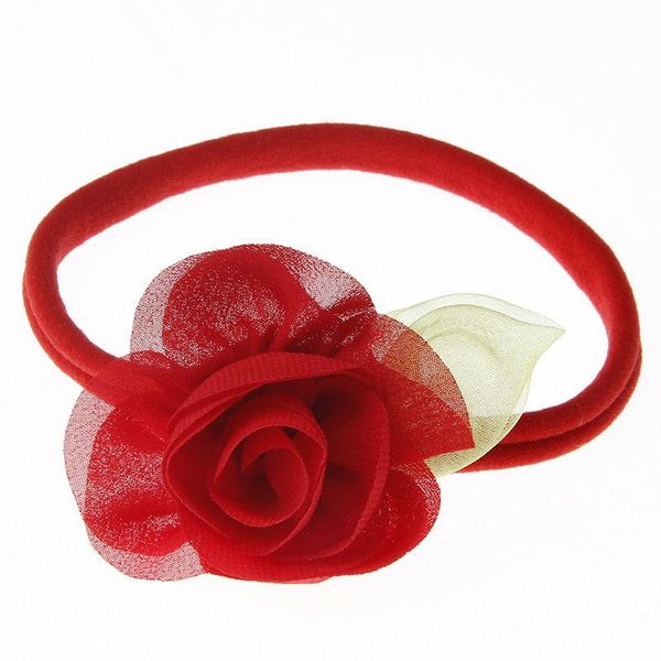 

10pcs cute leaf rose flower baby kids elastic headband nylon newborn toddler headwear infant pgraphy props hair accessories bbyhyk, Slivery;white