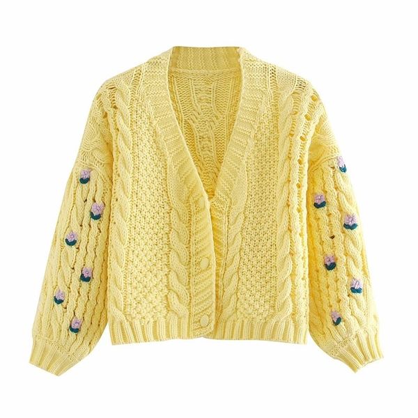 

2021 new vintage women's embroidery cardigan will see yellow fashion ladies'shirts casual short mesh chic girls fxet, White;black