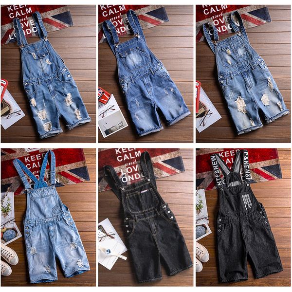 

will male see from a play five-point shorts denim skinny overalls size s-5xl qs3g, Blue
